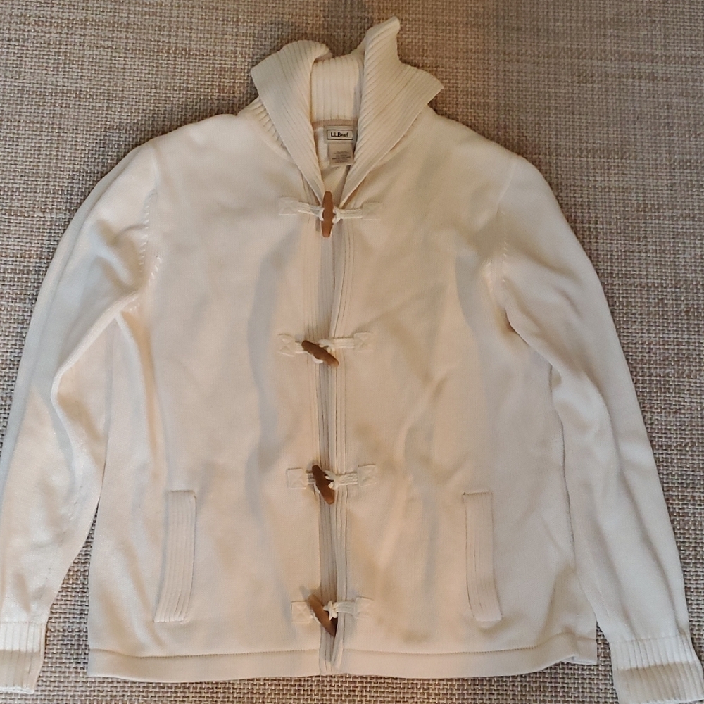 L.L. Bean Cream Toggle Cardigan